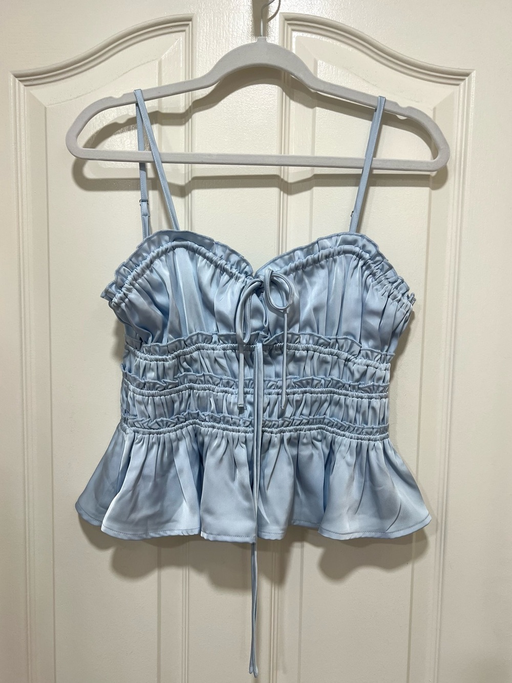 Light Blue Ruched Satin Tank NWT